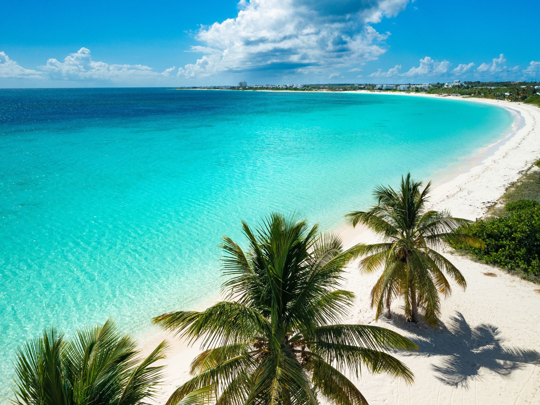 Turquoise Caribbean water and tropical coastline